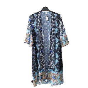 NWT Avenue Blue COOLCAT Rhinestones Duster Kimono size 18/20